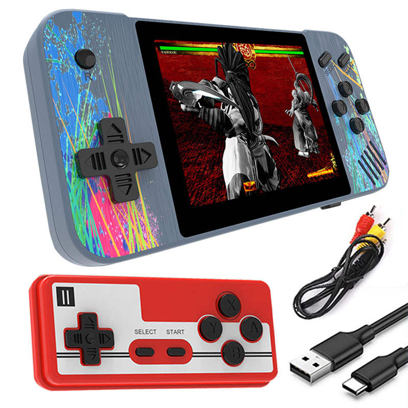 3.5inch Screen Retro Handheld Game Console 800 Classic FC Games Support to TV Output-Two Players-Grey