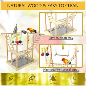 Parrots Playstand with 2 Stainless Steel Feeder Bird Swing Stand