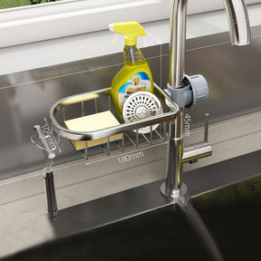 Faucet Sponge Holder Rustproof Sink Caddy for Dishcloth-Silver