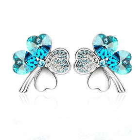 Pair of Four Leaf Clover Pin Brooch Womens Clothes Fashion Accessories-SeaBlue