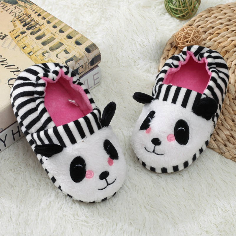Cute Panda Plush Slippers for Baby Girls Soft Winter House Shoes