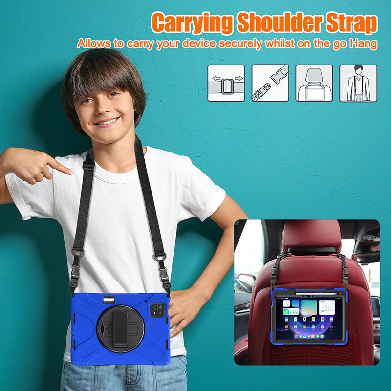 Onepiece Tablet Case for Xiaomi Pad 6 Rugged Lightweight Cover with Handle Strap Shoulder Strap-Blue