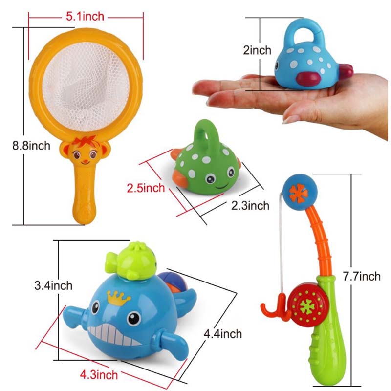 8Pcs Baby Bath Toys Fishing Games Swimming Whales for Age 18 Months and up