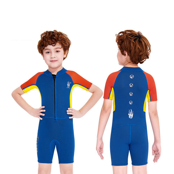 Adore Boys Wetsuit 2.5mm One-piece Warm Short-sleeved Children's Thickened Cold-proof Wetsuit-M150602K-Orange