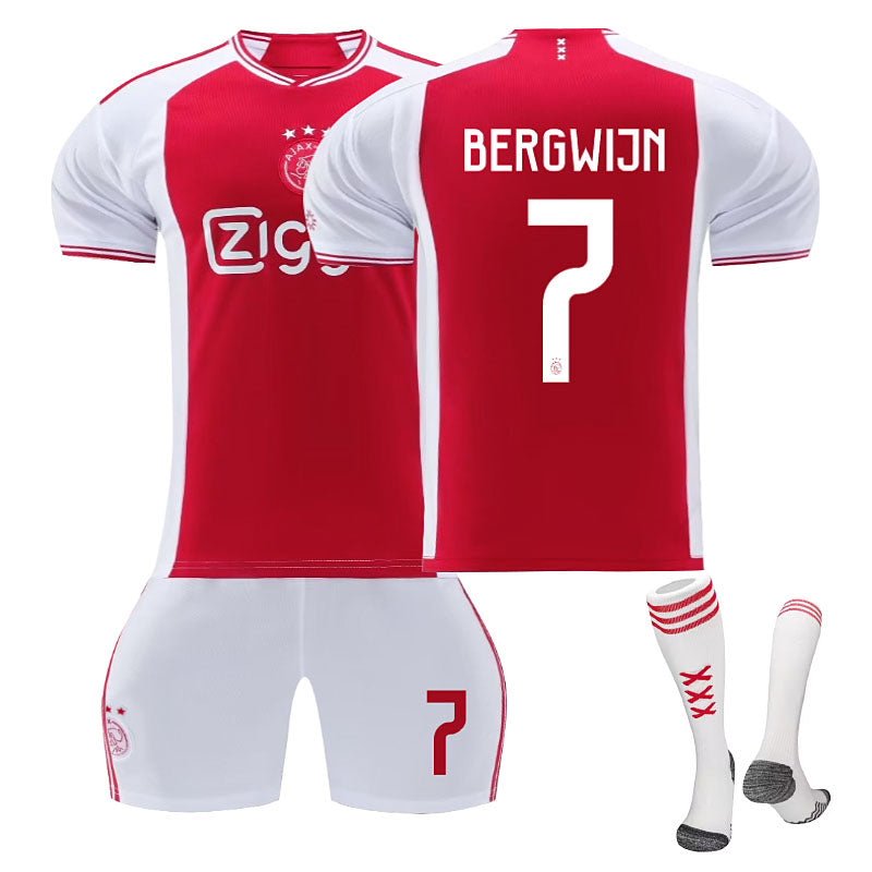 Ajax Home Jersey BERGWIJN #7 Soccer Jersey Kids Adult 3-Pieces Jersey Kits