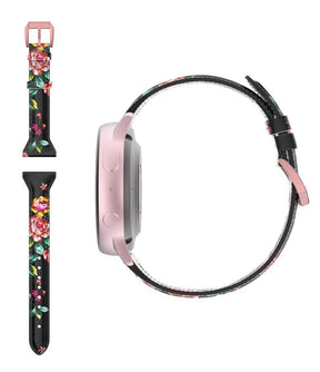 Slim Flower Printed Leather Bands For Samsung S3/Galaxy Watch 46mm(Black Red Flower)