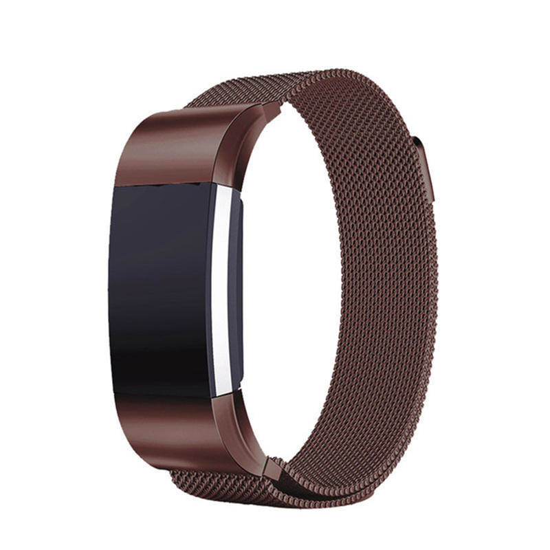 For Fitbit Charge 3 Wristband Milanese Replacement Stainless Steel Watch Band-Coffee