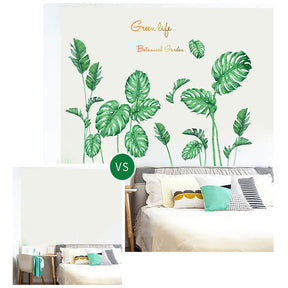 3D DIY Green Plants Fresh Leaves Stick Wall Stickers for Living Room Office