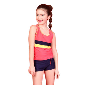 Little Girls Summer Two Piece Boyshort Fashion Tankini Swimsuit-Watermelon Red