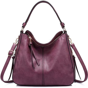 Handbags for Women Large Designer Ladies Hobo bag Bucket Purse Faux Leather-Purple