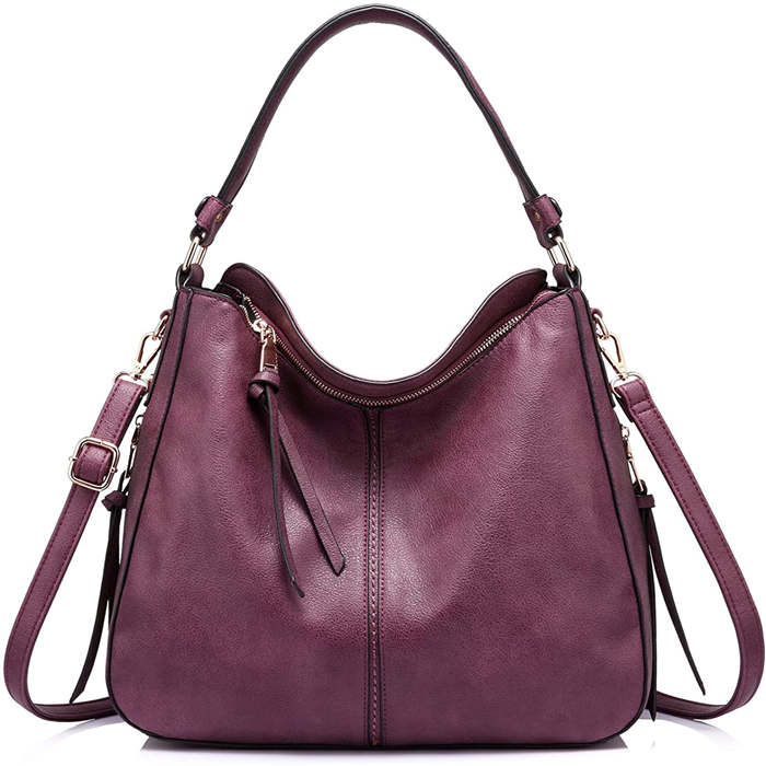 Handbags for Women Large Designer Ladies Hobo bag Bucket Purse Faux Leather-Purple