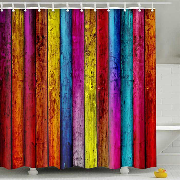 Vintage Wooden Printed Shower Curtains Bathroom Decor Accessory-17