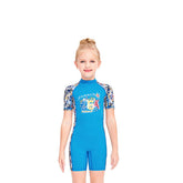 Adore Girls Summer Sunscreen One-piece Short-sleeved Quick-drying Swimsuit-M150313K-Blue