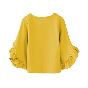 Little Girls Ruffle Bat T Shirt Pullover Autumn Spring Princess Tops-Ginger