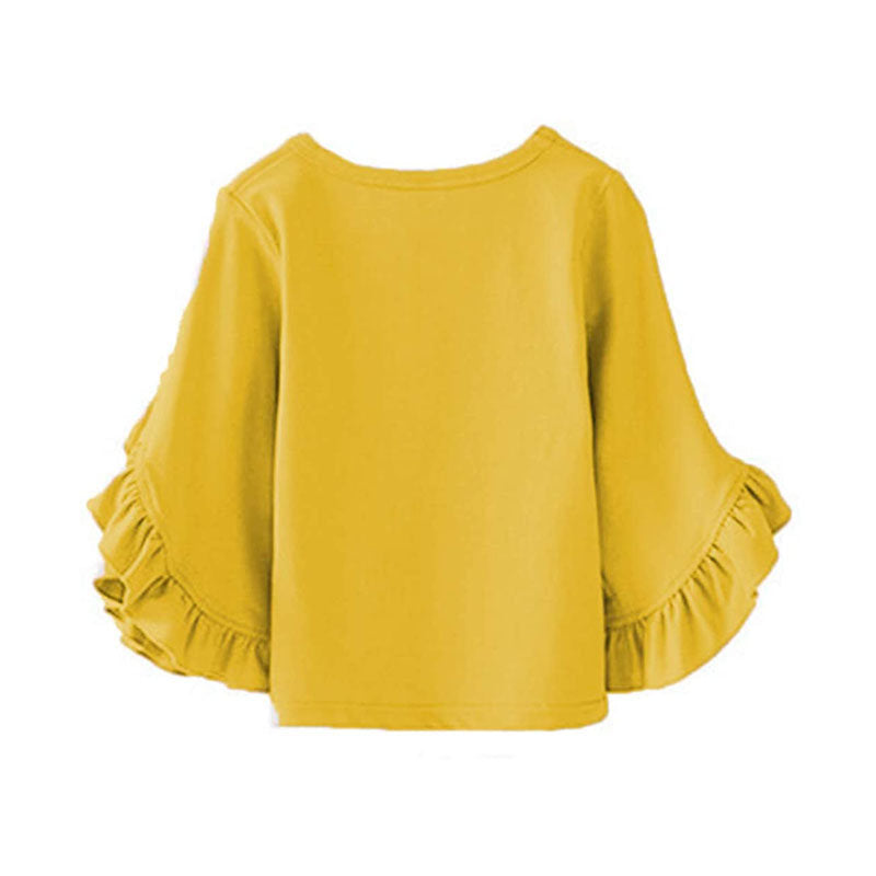 Little Girls Ruffle Bat T Shirt Pullover Autumn Spring Princess Tops-Ginger