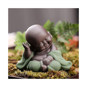 Purple Clay Buddha Statue Monk Figurine Home Decor Creative Crafts Dolls Ornaments -Green