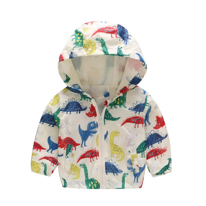 Boys Girls Cartoon Print Zip Lightweight Jacket Hooded Coats Casual Windbreaker-15