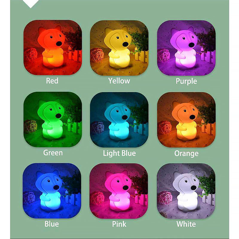 Hug Fox Kids Night Light Silicone LED Lamp Remote Operated USB Rechargeable Battery 9 Available Colors