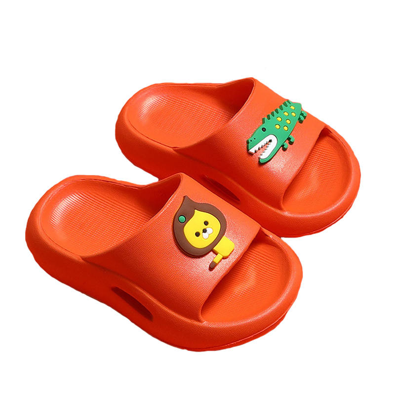 Kids Boys Girls Cute Animal Slippers Beach Pool Home Shoes-Orange