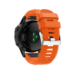 26mm Strap For Garmin Fenix 5X/5X Plus/3/3 HR/6X/6X Pro Watchband Quick Release Easy Fit Silicone Bands Silver Buckle-Orange