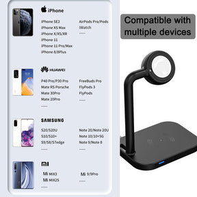 2-in-1 Wireless Charger 15W Fast Charging Phone Charger Stand for AirPods iWatch-White