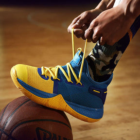 Boys Basketball Shoes Non-Slip Girls Sneakers Durable Kids Running Shoes-YellowBlue