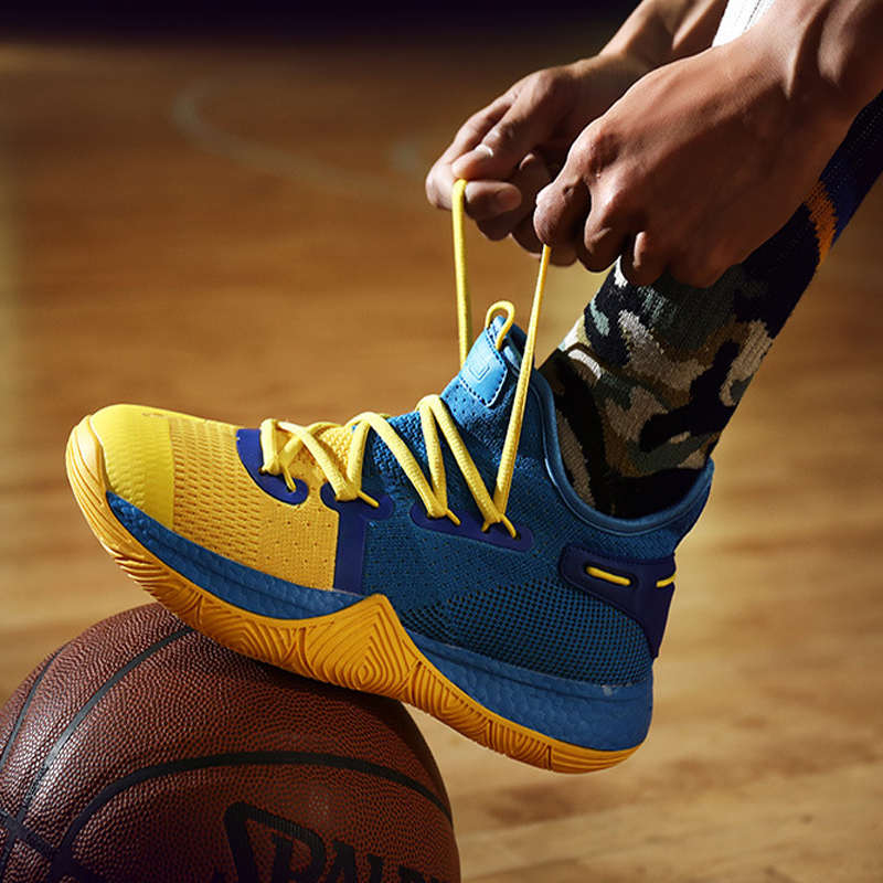 Boys Basketball Shoes Non-Slip Girls Sneakers Durable Kids Running Shoes-YellowBlue