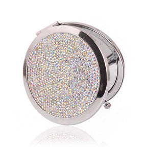 Home & LivingRhinestone Magnifying Compact Makeup Mirror 2X/1X Mirror-White Silver
