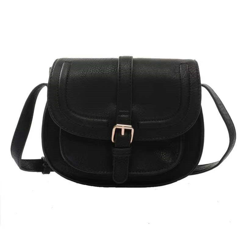 Boho Crossbody Bags for Women Vegan Leather Saddle Purses-Black