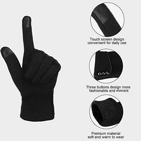 3 Pairs Women Winter Gloves Warm Touchscreen Windproof Gloves-Black