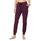 Womens Yoga Jogging Pants Cotton Casual Sports Pants-WineRed