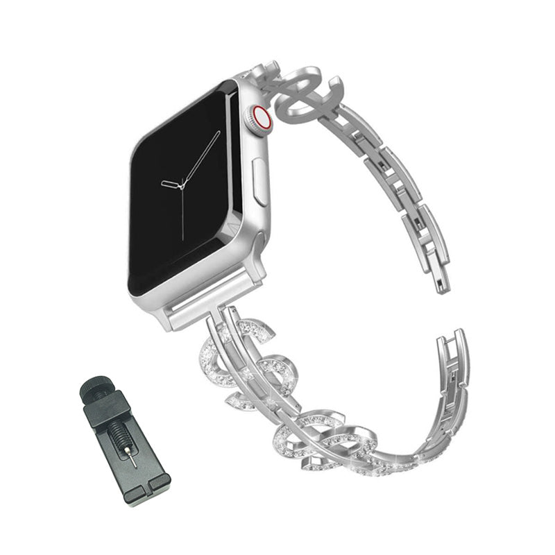 S Shape Watch Band Stainless Steel Wristbands Business Replacement iWatch Strap for Apple IWatch Series 1/2/3/4/5/6/SE For Women-Silver