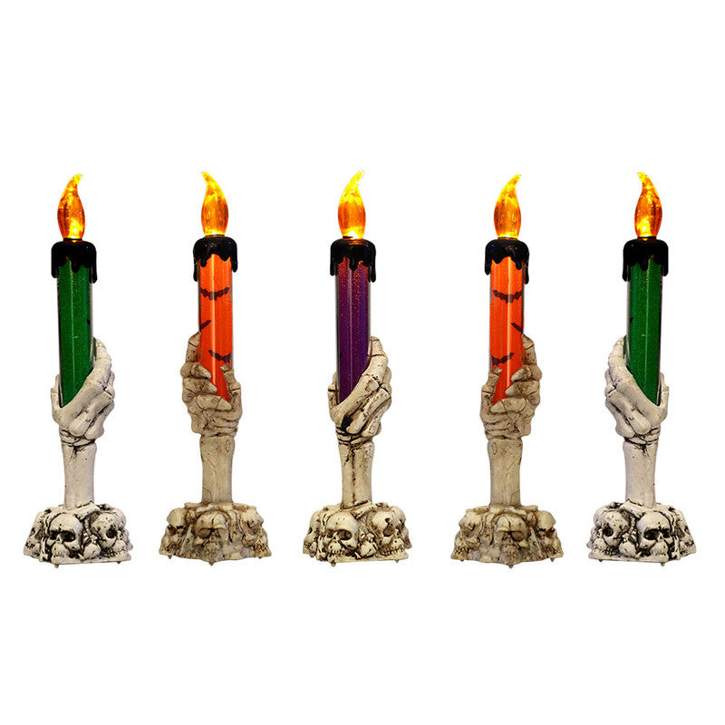 5 Pack Halloween Candle Light Stakes Skeleton Hands Hold Candle for Indoor Outdoor Holiday Party