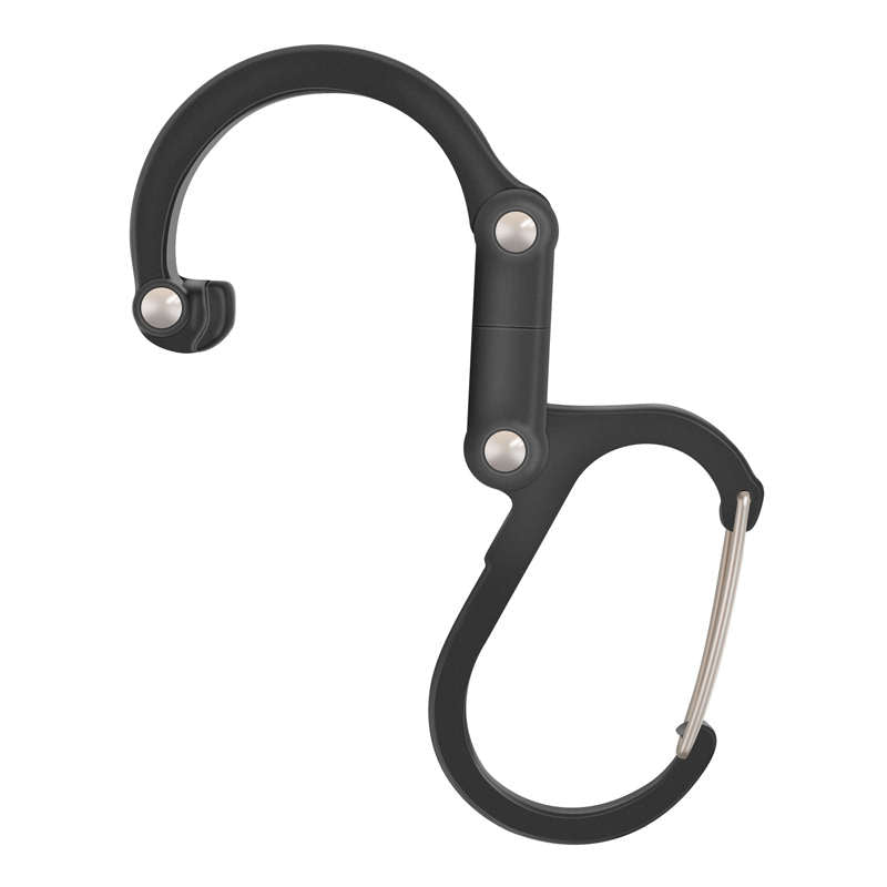 2Pcs Medium Carabiner Clip D Ring Hook for Camping Hiking-Black