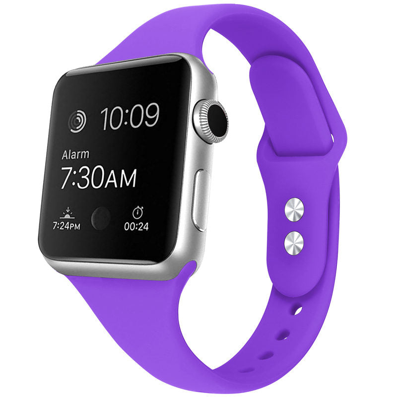 Slim Soft Silicone Replacement Watch Band Loop for iWatch Series SE 6 5 4 3 2 1-DarkPurple