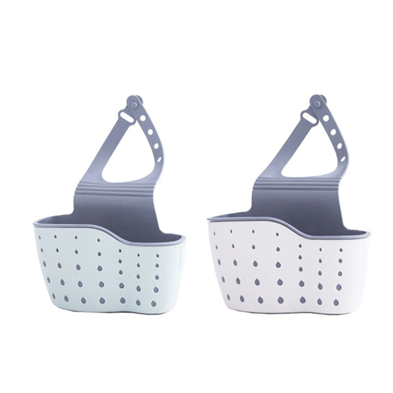 2 Pcs Kitchen Sink Sponge Holder Hanging Ajustable Faucet Caddy-Blue Beige