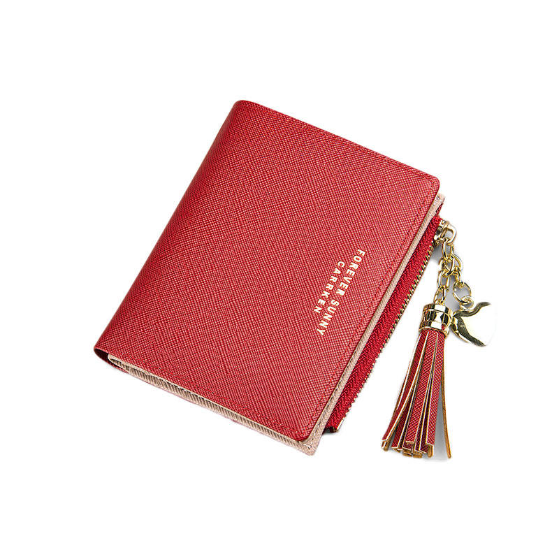 Women Small Wallet RFID Bifold Compact Wallet-Red