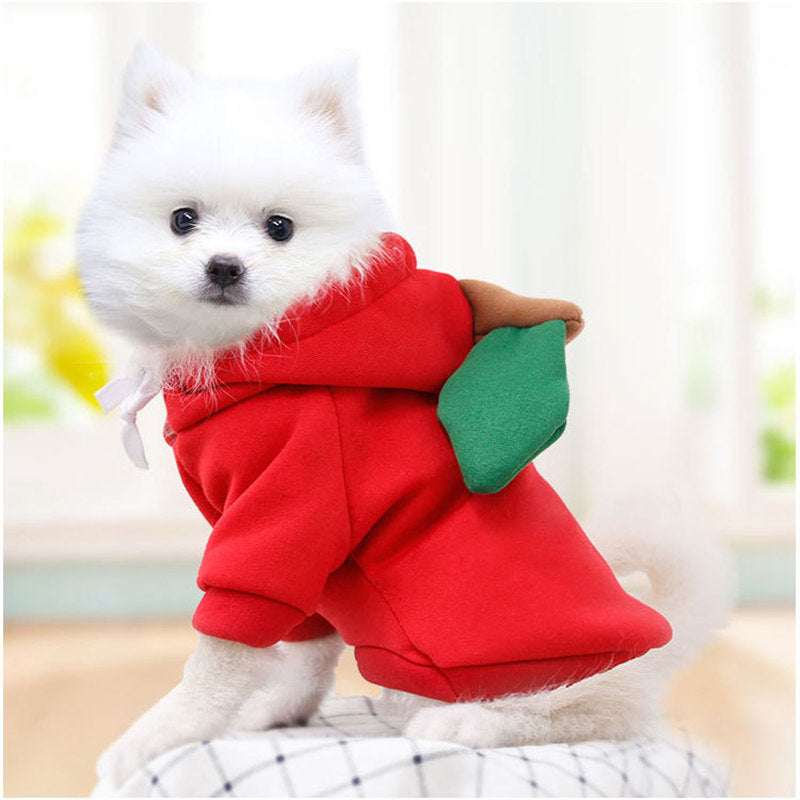 Pet Clothes Red Apple Pattern Design Hoodie Sweatshirts 3D Cute Costume