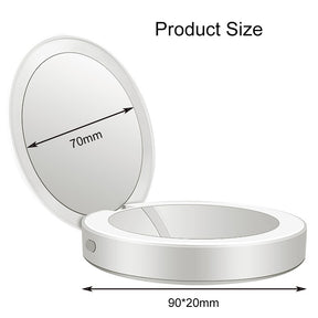 Lighted Mini Travel Makeup Mirror 1X/3X Magnification Rechargeable-White