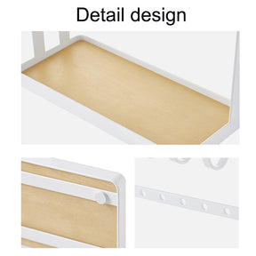 Jewelry Stand Holder 4-Tier Necklace Hanging Wooden Ring Organizer Earring Tray White
