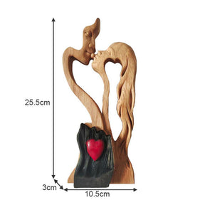 Love Eternal Wooden Couple Statues Ornaments Crafts for Weddings and Anniversaries