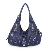 Womens Fashion Hobo Handbag Large Capacity Shoulder Bags-Blue