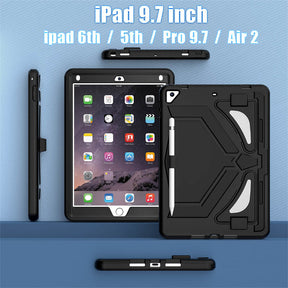Tablet Case Rugged with Kickstand for iPad 6th/5th Generation 2018/2017-Black
