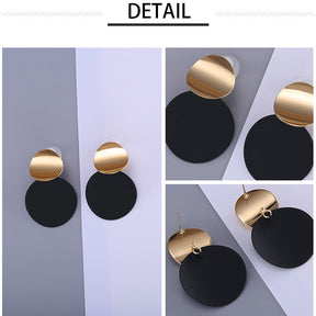 Fashion Matte Paint Double Discs Drop Statement Earrings