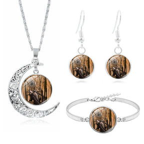 The Nightmare Before Christmas Moon Pendant Necklace Earrings Bracelet Charms Gift Set-2