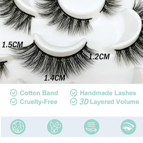 10 Pairs 3D False Eyelashes Reusable Wispy Cat Eye Natural Look Lashes-109