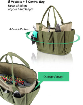 Home & LivingGarden Tools Bag Gardening Tote Organizer with 8 Deep Pockets for Gardener Regular Size Tools Storage -Khaki