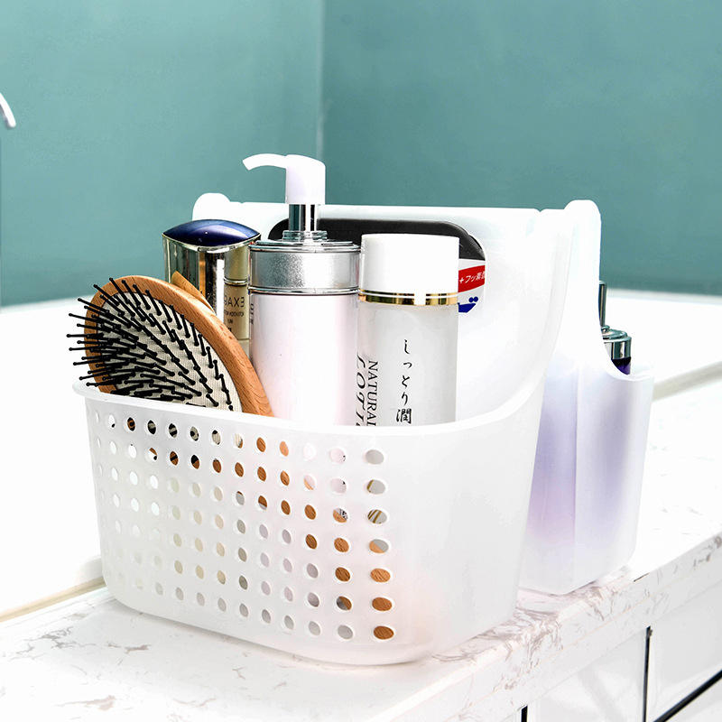 Portable Shower Caddy Basket Plastic Organizer 2 Compartments Thick Handle for Multi-use Storage for Bath and Beauty Accessories