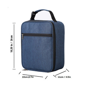 Insulated Lunch Bag Tough Reusable Adult Lunchbox With Water Bottle Holder -Blue