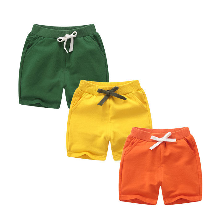 Kids 3 Pack 100% Cotton Sport Jogger Shorts Casual Elastic Pants-F